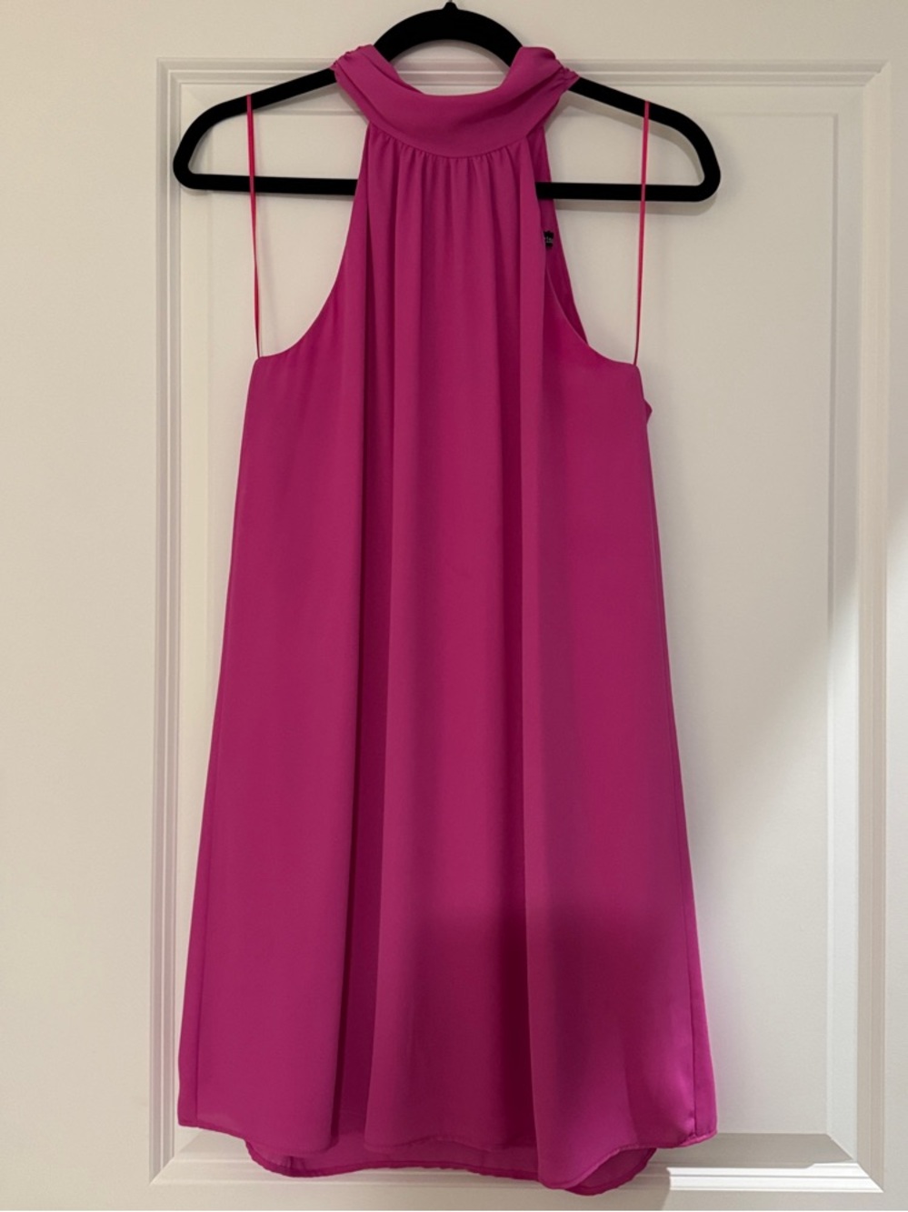 Sleeveless Halter Mini Dress in Fuchsia Pink